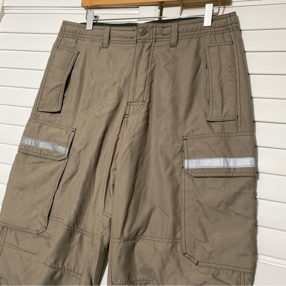Vintage 2000s Gap Fleece Lined Khaki Cargo Skater Punk Reflective Pants Small 34 - Picture 2 of 10